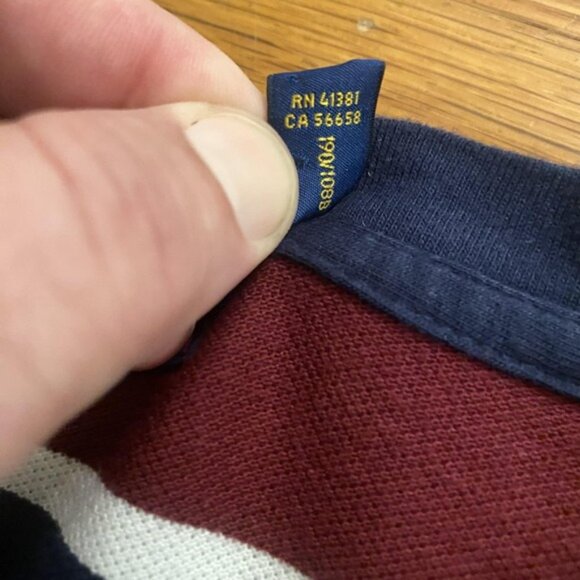 Polo Ralph Lauren Shirt Mens 2XL Maroon White Navy Striped Crest Custom Slim Fit - Picture 6 of 8